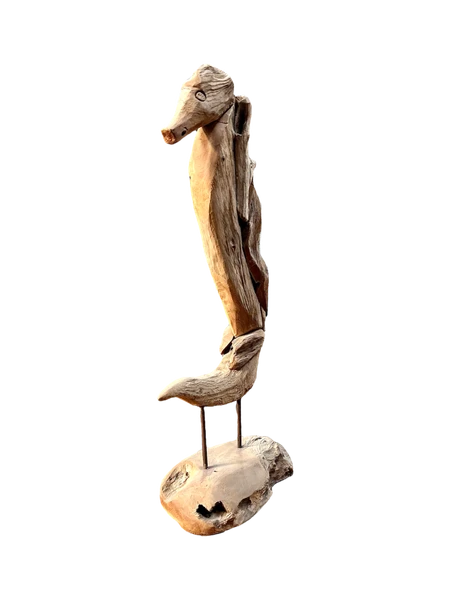 Sea-Horse Wood Decoration On Stand